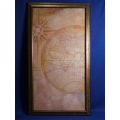 Framed Vintage Style Print of World Map, 23 x 40.5 in.